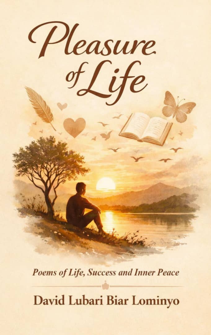Pleasure of Life book cover — a man sitting beneath a tree watching the sunset over a lake